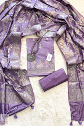 Lavender Banarasi Chiniya Silk with Zari Work Unstitched Salwar Suit